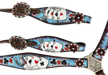 Showman Electric Aces One Ear Headstall and Breast Collar Set #3